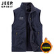 JEEP SPIRIT吉普馬甲男外套男士春秋加絨戶(hù)外休閑無(wú)袖背心上衣男裝 深藍 2XL
