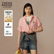 Teenie Weenie小熊女裝亞麻襯衫2025年夏季新款氣質(zhì)通勤薄外套上衣 淺粉色 S