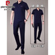 皮爾卡丹（pierre cardin）爸爸夏裝套裝棉質(zhì)t恤中年50歲60短袖運動(dòng)服休閑運動(dòng)套裝男中老年 【棉質(zhì)】F916藍色 2XL 男