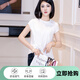 設(shè)計(jì)感白色T恤女夏季不對稱立體扭結(jié)短袖t恤女裝別致上衣小衫 白色 M （建議體重105-120斤）
