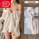 浪莎（LangSha）老公喜歡大碼睡衣女夏款情調(diào)高級(jí)感男友風(fēng)襯衫情侶透明薄款家居服 白色[含T褲]+白開(kāi)檔襪 均碼 [建議80-130斤]保密發(fā)貨 速發(fā)