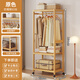 竹藝佳臥室衣服掛衣架落地衣架簡(jiǎn)易家用衣帽架室內(nèi)收納架多功能置物架子 原色63款【帶輪子】