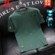 皮爾卡丹（pierre cardin）時尚美式潮牌潑墨刺繡短袖T恤2025夏季新款輕奢男士半袖上衣小衫 綠色 L 【建議100-120斤】