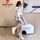 皮爾卡丹（pierre cardin）網(wǎng)紅炸街時尚小香風休閑運動套裝女夏新款洋氣顯瘦短袖短褲兩件套 白色【套裝】 XL 建議110-125斤