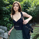 SWANS泳衣女款新款絕美吊帶性感純欲露背顯瘦高級(jí)感連體泡溫泉泳裝 黑色泳衣單件 均碼 M