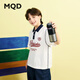 馬騎頓（MQD）男大童夏季新品學(xué)院風(fēng)網(wǎng)球運(yùn)動短袖撞色翻領(lǐng)字母T恤POLO衫 米白 150
