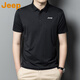 吉普（JEEP）美國正品Jeep高端美式翻領(lǐng)短袖POLO衫男士夏季修身彈力透氣T恤衫 黑色 薄款 【官方正品】 XL 推薦135-150斤