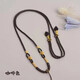 芠拉高端翡翠吊墜掛繩女款佛公玉佩平安扣脖子掛繩手工編織黃金項鏈繩 咖啡色  A12-302 雙花款