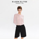 朗姿歐洲EiLEEN ELITEE粉色薄透氣修身圓領(lǐng)針織開(kāi)衫夏季 灰粉色 M