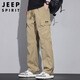 JEEP SPIRIT吉普工裝褲男士褲子男春夏季休閑褲男多口袋男褲 卡其色 XL