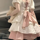 法式甜美蝴蝶結連衣裙女夏季感氣質(zhì)蓬蓬公主裙收腰小個(gè)子短裙 漸變連衣裙 S