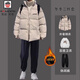 AEMAPE韓版棉衣男冬季加厚羽絨棉服套裝潮牌面包服oversize高街棉襖外套 卡其棉服+加絨衛衣白+加絨束腳褲 XL 126-140斤