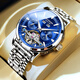 冠琴（GUANQIN）手表男機械表瑞士品質(zhì)防水夜光全自動(dòng)多功能雙日歷高檔商務(wù)男表 藍色鈦金屬 終生保 41mm