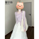 蔓爾依法式連衣裙女裝春秋2025新款小個(gè)子穿搭初戀清純減齡氣質(zhì)套裝裙子 上衣+半身裙 M