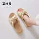 ZHR厚底拖鞋女簡約風(fēng)蝴蝶結(jié)一字半拖鞋女舒適外穿輕便女鞋M599淺黃37