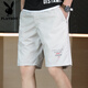 花花公子（PLAYBOY）純棉休閑短褲男士五分褲夏季男款外穿2025新款寬松夏天5分中褲子 卡其色 2XL