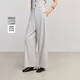 LILY2025夏新款女裝萊賽爾亞麻混紡格雷系簡(jiǎn)約百搭直筒褲休閑褲 505淺灰 L