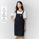 茵曼（INMAN）復(fù)古學(xué)院牛仔背帶裙女2025夏季新款時尚百搭減齡直筒連衣裙 深牛仔藍 M