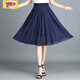 初徑2025新款印花雪紡半身裙女新款高腰顯瘦中長(cháng)款垂感大擺a字裙過(guò)膝 藏藍色 2XL 建議121-130斤