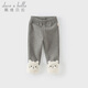 戴維貝拉（DAVE＆BELLA）冬季新款加絨女童打底褲針織兒童休閑褲女寶寶長(cháng)褲小童褲子 花灰色【現貨】 90 cm（建議身高80-90cm）