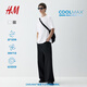 H&M男裝女裝T恤夏季涼感COOLMAX?透氣重磅寬松情侶裝短袖0948441 白色 M 175/100