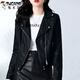 啄木鳥(niǎo)短款真品皮衣外套2026新款女秋冬小個(gè)子春秋皮夾克時(shí)尚上衣 黑色 L 建議95-110斤