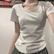 浪莎純棉短袖T恤女夏季2025新款辣妹設(shè)計(jì)感小眾修身顯瘦百搭圓領(lǐng)上衣
