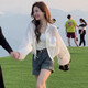 樂(lè)雅秀短款防曬衣女夏季薄款外套新款2025年韓系流行小個(gè)子薄紗外穿上衣 白色 M 80-105斤