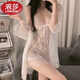浪莎（LangSha）2025新款蕾絲性感純欲風(fēng)網(wǎng)紗情趣睡衣女春夏吊帶睡裙大碼四件套 白色 斬男神器 M  體重90-115斤