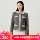 哥弟真的好（GIRDEAR）女裝拼色珠片金銀絲小香風(fēng)Polo針織開衫女A400983 銀灰 L (4碼)