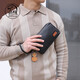 BOYCLN 手包男真皮 休閑商務(wù)長(cháng)款錢(qián)包軟牛皮夾包大容量手拿包拉鏈手機包 黑色