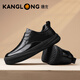 康龍男鞋休閑鞋男秋季新款真牛皮透氣防滑板鞋商務(wù)輕便軟底運動(dòng)鞋子男 黑色 【標準皮鞋碼】 41