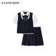 E·LAND KIDS藤校少女童裝女童套裝25年夏季新品蝴蝶結(jié)襯衫短裙 Navy藏青色/59 165/M 均碼