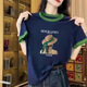 歐妤純棉短袖t恤女夏季新款時(shí)尚百搭寬松顯瘦大碼女裝遮肚上衣體恤衫 綠領(lǐng)草帽女孩 3XL 建議135-150斤