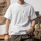 MR.25假兩件短袖T恤男純棉刺繡撞色衣服美式休閑口袋圓領(lǐng)寬松半袖上衣 白色 XL 【推薦140~160斤】