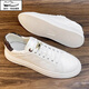 意利·零度潮輕奢男鞋真皮板鞋男秋冬季新款百搭休閑鞋一腳蹬輕便運動(dòng)小白鞋子 白色 【品牌男鞋】限量款 41