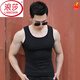 浪莎（LangSha）無(wú)痕純棉背心男士健身運動(dòng)無(wú)袖純色緊身彈力薄款打底汗衫背心大碼 黑色 L 【100-120斤】