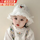 韞舜嬰兒帽子春夏季薄款可愛韓版蕾絲邊公主帽女寶寶遮陽小童盆帽 櫻桃漁夫帽 白色 建議5個(gè)月-2歲/42-50cm