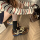 AJMG厚底德訓(xùn)鞋女2025夏季季楊冪同款真皮內(nèi)增高休閑阿甘鞋芭蕾板鞋 棕色（真皮專柜品質(zhì)） 38