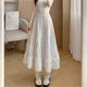 衣然呈品半身裙女士夏季新款美式高街潮牌簡(jiǎn)約白色拼接荷葉邊a字長(cháng)裙子女 白色 M 【建議90-105斤】