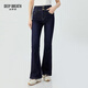 深呼吸DEEP BREATH女裝復古雙扣高腰修身微喇休閑牛仔褲女A100219 深藍 M (3)