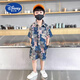 迪士尼（Disney）男童夏季冰絲短袖套裝2025新款兒童裝薄款夏裝寶寶洋氣沙灘兩件套 S001-深藍色 130 cm