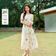 茵曼甜美植物碎花純棉連衣裙2026夏季女裝新品溫柔度假寬松長(cháng)裙子 杏色 L