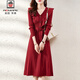 AEMAPE針織連衣裙女2025春秋季新款女裝韓版百搭時(shí)尚洋氣顯瘦A字裙子女 紅色 L 建議105-120斤