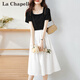 拉夏貝爾（La Chapelle）短袖雪紡連衣裙女裝2025年夏季新款時(shí)尚中長款法式小個(gè)子夏天裙子 套裝 M