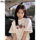 棉致美式純棉印花短袖t恤女2025夏季新款韓版寬松半袖圓領(lǐng)打底衫上衣 C7495白色【高品質(zhì)20.5】 M 100-120斤