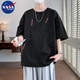 NASA WASSUP7A抗菌短袖t恤男夏季新款寬松加肥加大碼男裝胖子運動(dòng)圓領(lǐng)半袖 黑色 2XL 【建議150-180斤】