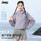 JEEP SPIRIT吉普皮膚衣夏季短款女士防曬衣戶外速干透氣冰感防曬服淺灰紫M