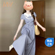 JZDZ娃娃領(lǐng)藍(lán)色格子連衣裙子女裝夏季2025新款感法式氣質(zhì)收腰長(zhǎng)裙 藍(lán)白格【超好看/氣質(zhì)/簡(jiǎn)單大方/ M 45/55kg