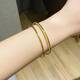 吉寶菲素圈鈦鋼18k金色疊戴手鐲輕奢小眾鍍金光面彩金鐲子女精致 金色三生三世手鐲內徑60mm